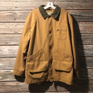 LL Bean Field Coat. Tan with plaid lining. Size Mens Large.